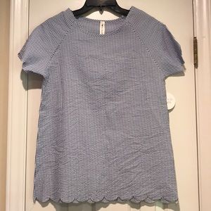 Vanilla Bay seersucker scalloped edge shirt